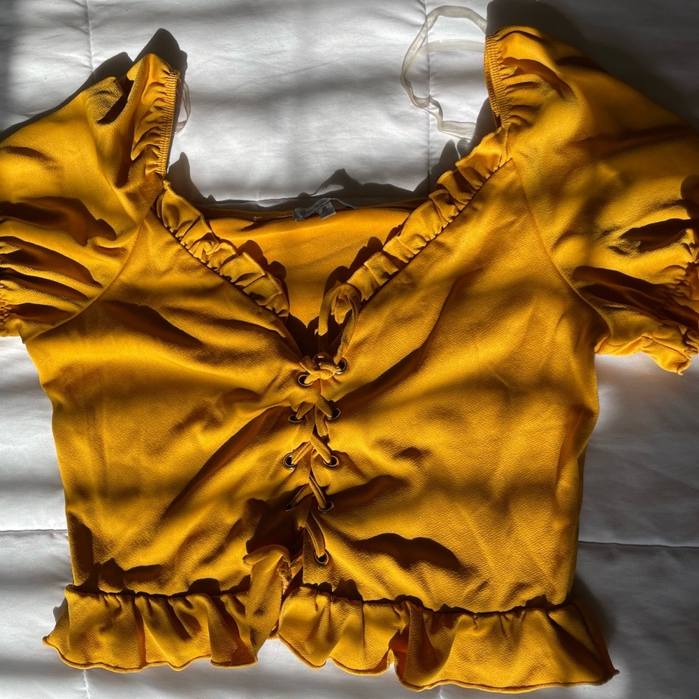 Yellow mustard crop top